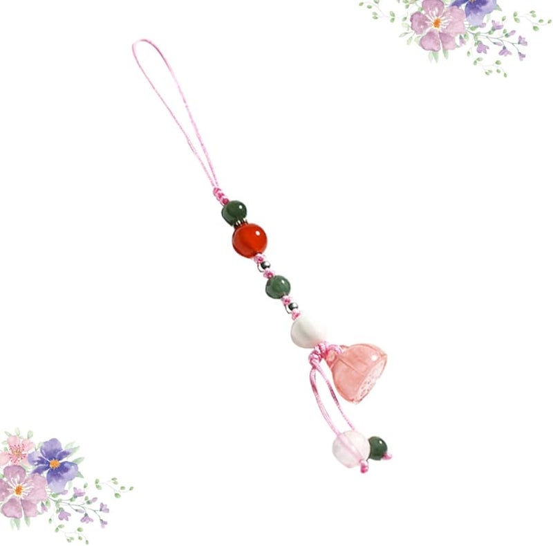 Natural Jade Agate Phone Lanyard with Seed Pod Charm for Women Mobile Decor - Image 2